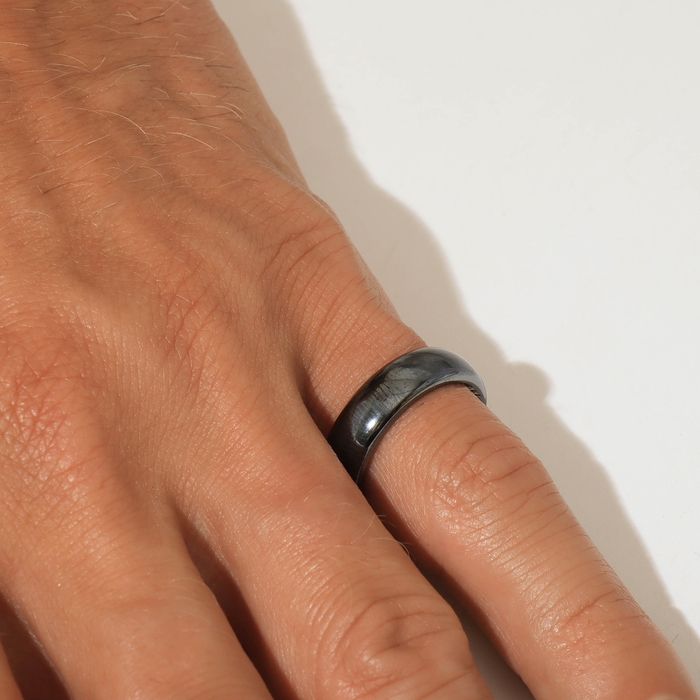 Кольцо «Ночь» под гематит, округлое, цвет чёрный, размер 17