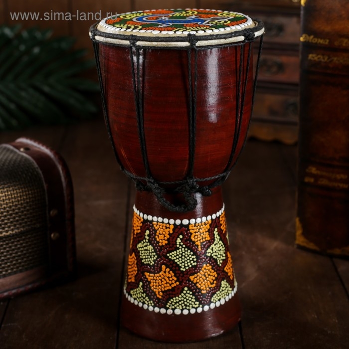 Сувенирный музыкальный инструмент Сувенирный музыкальный инструмент "Барабан Джембе Разноцветный" 13x13x24 см, МИКС
