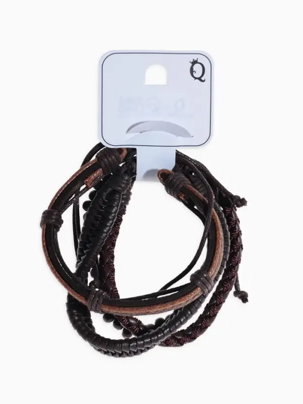 Набор браслетов &laquo;Фита&raquo;, 4 шт. кожа, коричневый, d=7.5 см