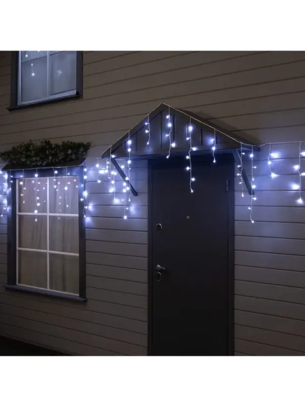Гирлянда &laquo;Бахрома&raquo; 12&times;0.7 м, IP44, УМС, белая нить, 240 LED, свечение белое, мерцание, 220 В