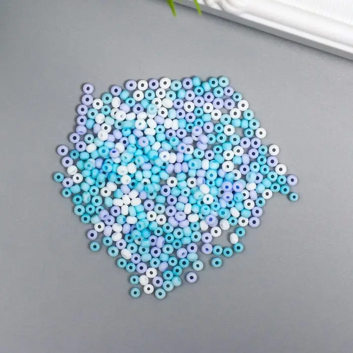 Бисер стекло 8/0  Бисер стекло 8/0 "Маршмеллоу. Матовый. Меланж. Голубой" 10 гр