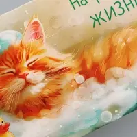 Конверт для денег &laquo;На радости жизни&raquo;, котик в пене, 16,5 х 8 см