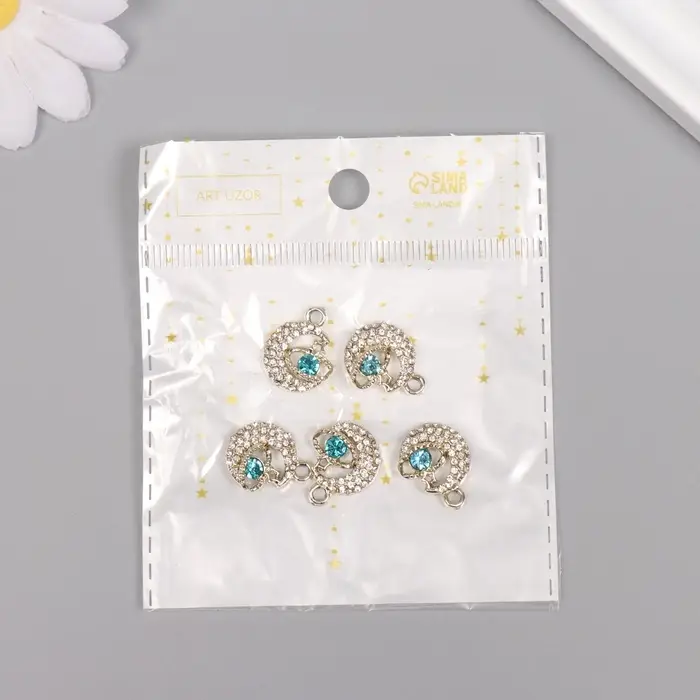 Декор для творчества металл, стразы Декор для творчества металл, стразы "Космический месяц" золото 1,8х1,4х0,5 см