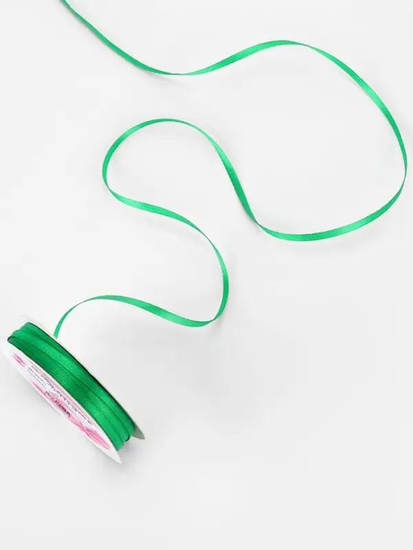 Лента атласная, 3 мм, 45±1 м, зелёная №19 Лента атласная, 3 мм, 45±1 м, зелёная №19