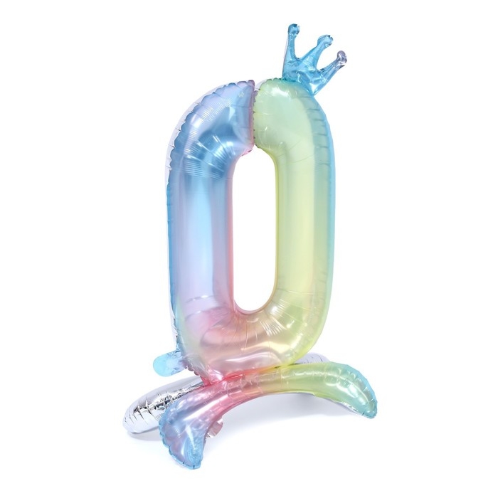 Воздушный шар фольгированный 32" &laquo;Цифра 0 с короной&raquo;, на подставке