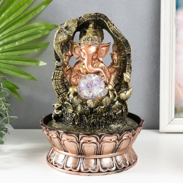 Фонтан настольный от сети, подсветка Фонтан настольный от сети, подсветка "Ганеша в арке с лотосом" 28,5х20,5х20,5 см
