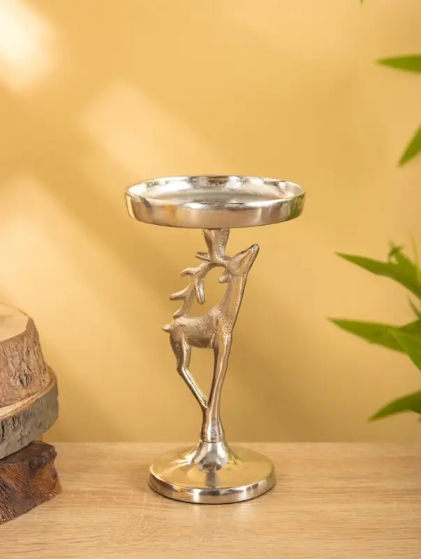 Подсвечник  Подсвечник "Олененок" 10х10х17 см, алюминий, серебряный