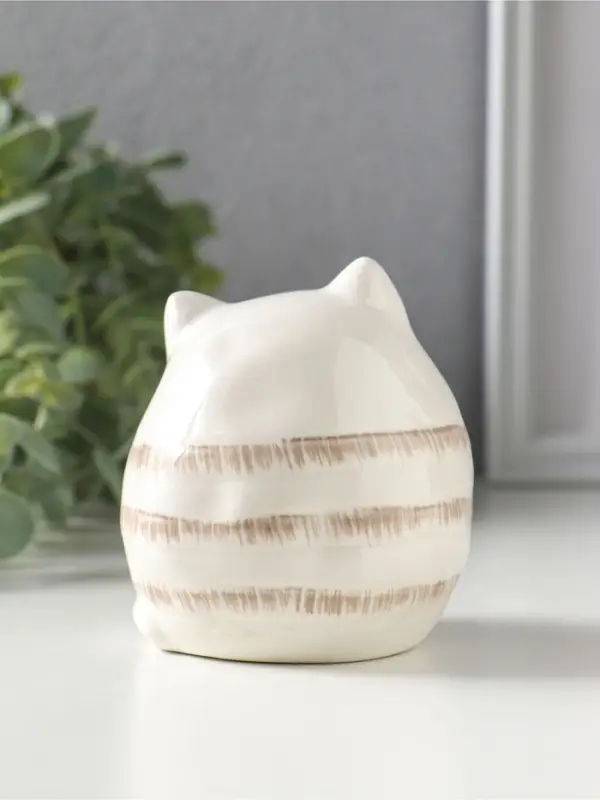 Сувенир керамика "Полосатый котик-шарик" 8х7,5х8,5 см