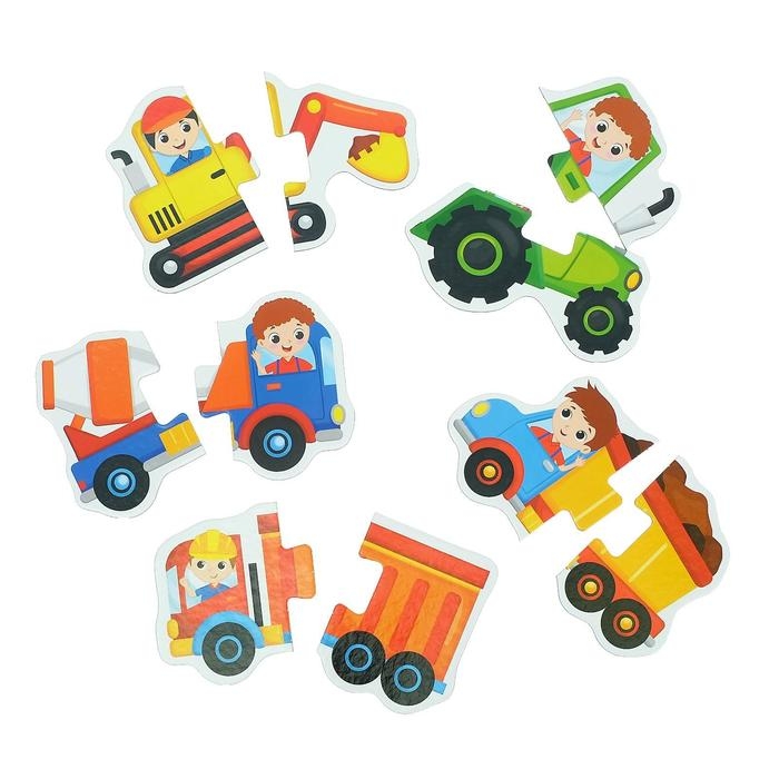 Макси пазлы «Машины на стройке», 5 пазлов, 10 деталей Макси пазлы «Машины на стройке», 5 пазлов, 10 деталей