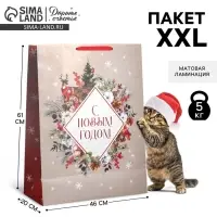 Пакет подарочный новогодний ламинированный &laquo;С Новым годом&raquo;, 61&times;46&times;20 см