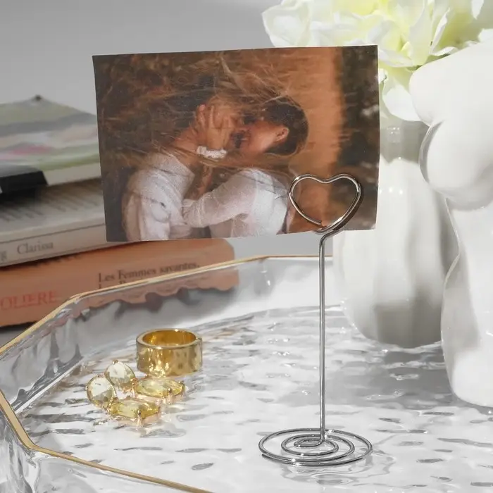 Ценникодержатель с зажимом «Сердце», 3,3×3,3×8,3 см, цвет серебро