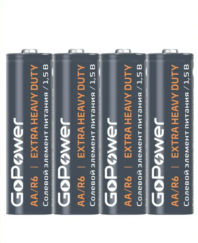 Батарейка GoPower R6 AA Shrink 4 Heavy Duty 1.5V (4/60/1200) Батарейка GoPower R6 AA Shrink 4 Heavy Duty 1.5V (4/60/1200)