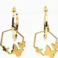 Серьги кольца с подвесом бабочками &laquo;Самой особенной&raquo;, 3 см