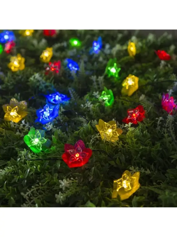 Гирлянда &laquo;Нить&raquo;, 4.5 м, уличная, с насадками &laquo;Лилия&raquo;, IP44, 30 LED, 2 режима, солнечная батарея, тёмная нить, свечение белое