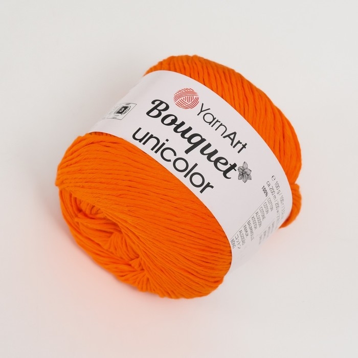 Пряжа Пряжа "Bouquet Unicolor" 100% хлопок 200м/100г (3215 оранжевый)