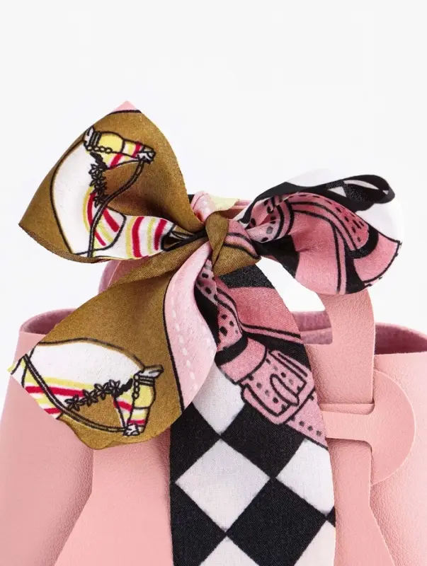 Кожаная подарочная сумочка для бижутерии и сувениров, розовая с бантом (лента), 13&times;12&times;5.5 см