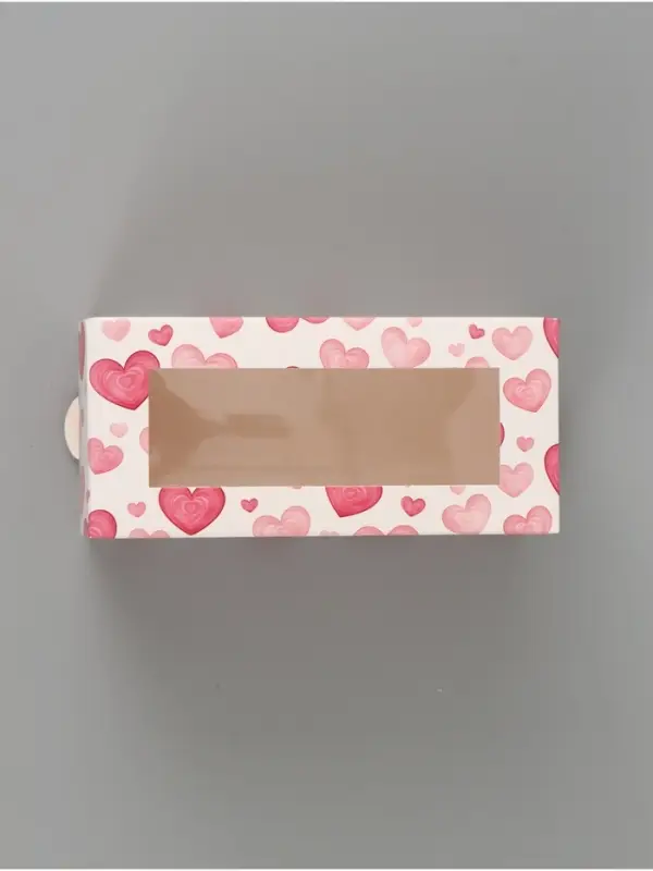 Коробка подарочная с окном &laquo;Сердца&raquo;, 12&times;5.5&times;5.5 см, самосборная