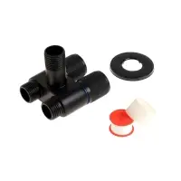 Кран двойной ZEIN engr, 1/2" &times; 1/2", два вентиля, кран-букса керамика, нерж. сталь, черный