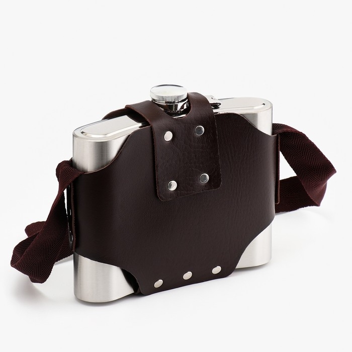 Фляжка для алкоголя 1 л, Фляжка для алкоголя 1 л, "СССР", нержавеющая сталь, чехол, подарочная, армейская