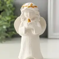 Фигура "Ангел с птицей" размер 11х7х4 см, белый с позолотой Фигура "Ангел с птицей" размер 11х7х4 см, белый с позолотой