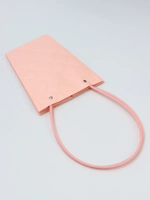 Сумка для цветов пудра влагостойкая, чёрный ручки, 17&times;17 - 11.5&times;11.5 - 20 см