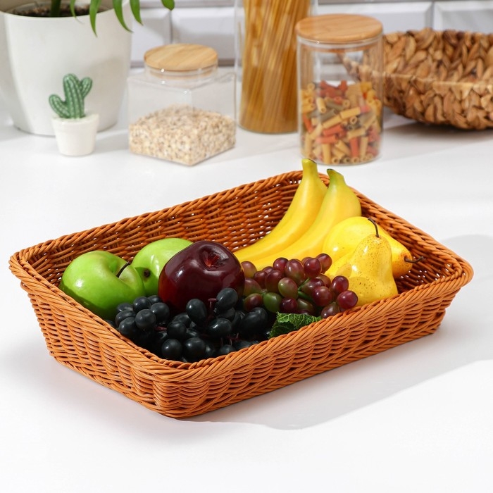 Корзина для продуктов Доляна, 39×26×10 см, цвет коричневый Корзина для продуктов Доляна, 39×26×10 см, цвет коричневый