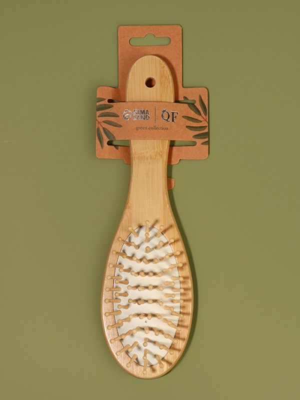 Расчёска массажная BAMBOO 23*6,5см бамбук/резина бел подвес/пакет QF
