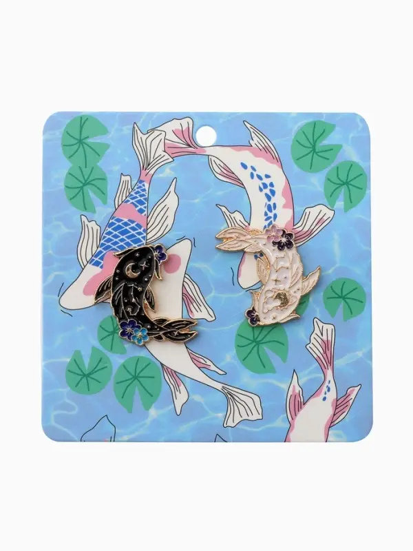 Набор значков &laquo;Япония. Карпы&raquo;, 2 шт. цветной в золоте