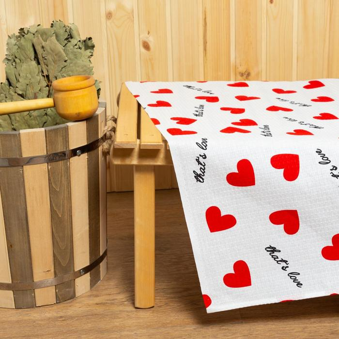 Простыня для бани «Сердечки» 150х180±5 см, 100% хлопок, вафельное полотно, 160 гр/м2 Простыня для бани «Сердечки» 150х180±5 см, 100% хлопок, вафельное полотно, 160 гр/м2