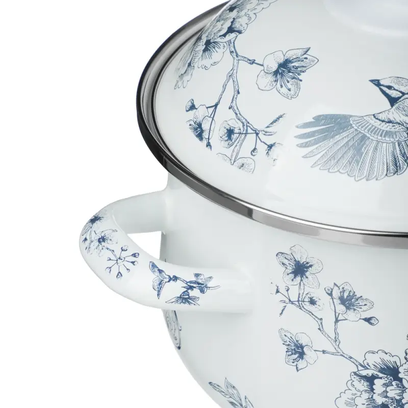 Кастрюля эмалированная тм VETTA Флорал, 18см, 2л, индукция