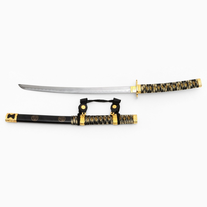 Сувенирное оружие Сувенирное оружие "Катана Хикэру" 78 см, чёрная с золотом, на подставке