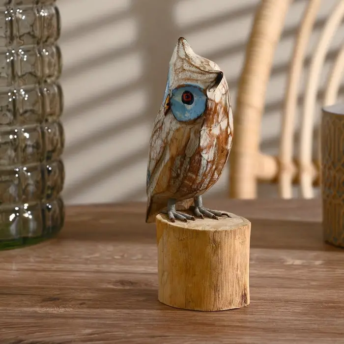 Cувенир «Сова на пеньке», 18 см, дерево