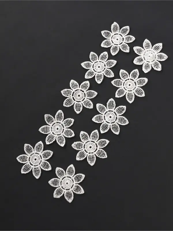Аппликация для одежды «Цветок», кружевная, d=4.5 см, 10 шт., белая Аппликация для одежды «Цветок», кружевная, d=4.5 см, 10 шт., белая
