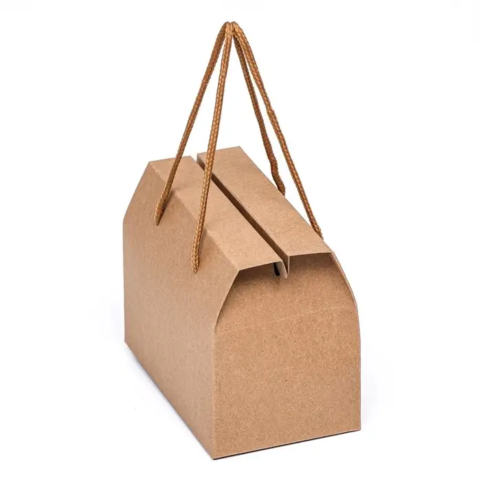 Коробка - пакет, с ручками, крафт, 15×11×9 см