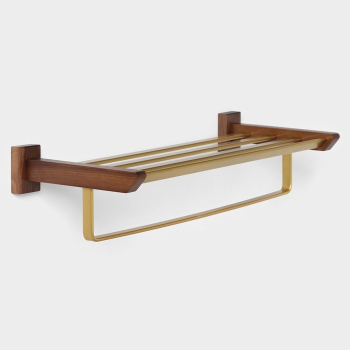 Полка с держателем для полотенец Stölz Hölzern Premiere, ореховое дерево, алюминий Полка с держателем для полотенец Stölz Hölzern Premiere, ореховое дерево, алюминий