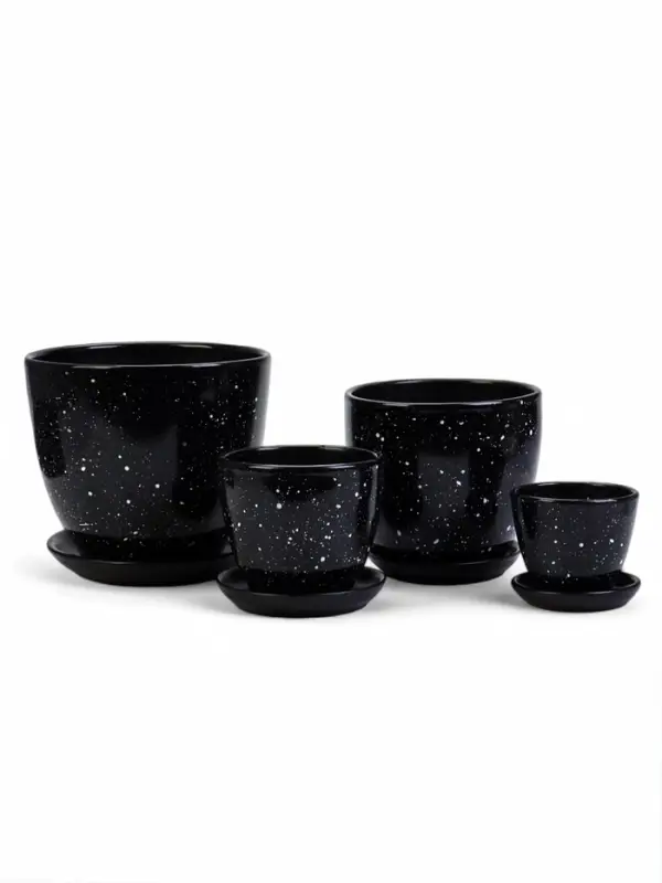 Набор горшков цветочный поддоном 4 шт 0,4 / 1 / 2,5 / 5 л керамика, Гранит Набор горшков цветочный поддоном 4 шт 0,4 / 1 / 2,5 / 5 л керамика, Гранит