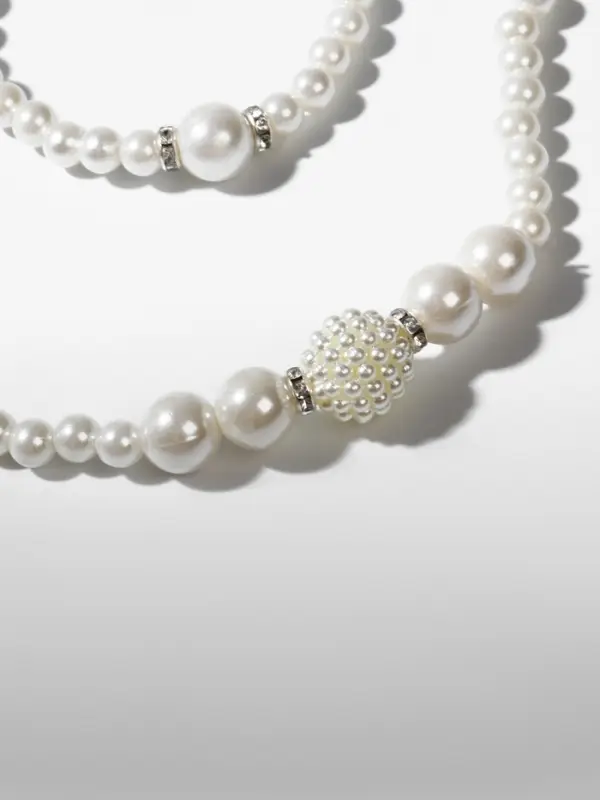 Набор 3 предмета: серьги, колье, браслет &laquo;Жемчуг&raquo;, элегантный, белый в серебре