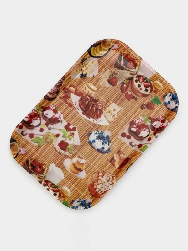 Поднос прямоугольный Доляна &laquo;Самобранка&raquo;, 30&times;21&times;1.8 см, пластик, рисунок МИКС