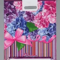 Пакет "Гортензия, полиэтиленовый с вырубной ручкой 38х47 см, 60 мкм