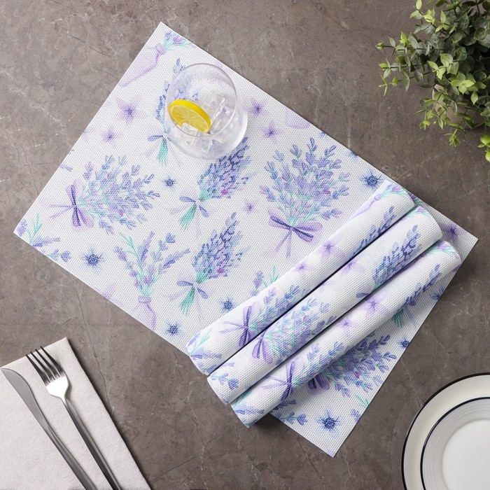 Салфетки сервировочные на стол Доляна «Спокойствие», 4 шт, 45×30 см, цвет фиолетовый