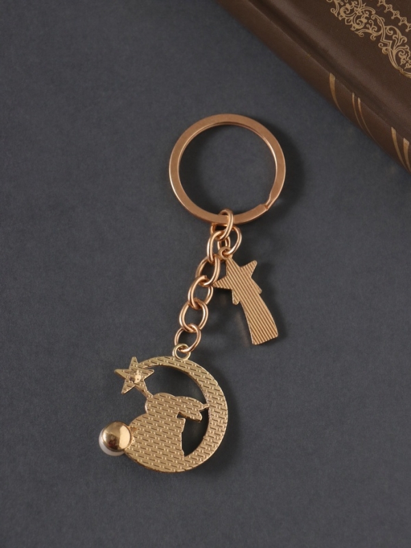 Брелок металл, эмаль "Зайка на месяце" 9 см