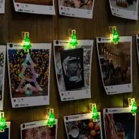 Гирлянда &laquo;Нить&raquo; 2 м роса с насадками &laquo;Прищепки-ёлочки&raquo;, IP20, серебристая нить, 20 LED, батарейки ААх2 (не в комплекте), свечение тёплое белое