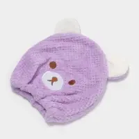 Чалма для сушки волос Доляна &laquo;Медвежонок&raquo;, микрофибра, фиолетовая