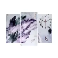 Часы-картина настенные, модульные &laquo;Перья&raquo;, бесшумные, 58&times;78 см, триптих