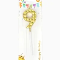 Свеча для торта &laquo;Элемент&raquo;, цифра "9" золотая