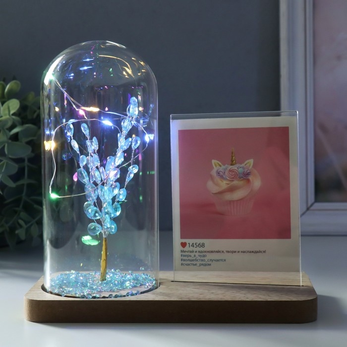 Фоторамка дерево 9х13 см с подсветкой Фоторамка дерево 9х13 см с подсветкой "Голубое деревце" от батареек 2хLR1130 19х9х18,5 см