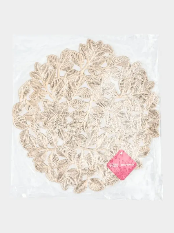 Набор салфеток сервировочных на стол Доляна &laquo;Листья&raquo;, 38&times;38 см, 4 шт., ПВХ, золотистый