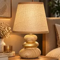 Лампа настольная RISALUX &laquo;Стоун&raquo;, E14, 40 Вт, бежево-золотистая, 13&times;13&times;23.5 см