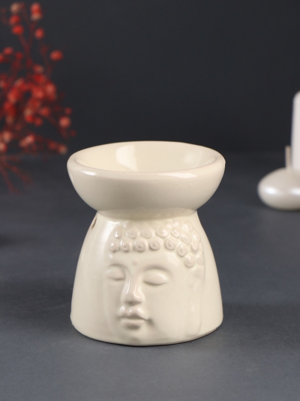 Аромалампа керамика Аромалампа керамика "Лик Будды" светлый беж 8х8х9 см