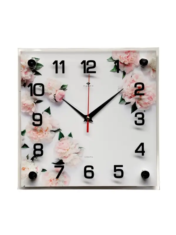 Часы настенные интерьерные &laquo;Цветы&raquo;, бесшумные, плавный ход, 25&times;25 см, от батарейки 1&times;AA
